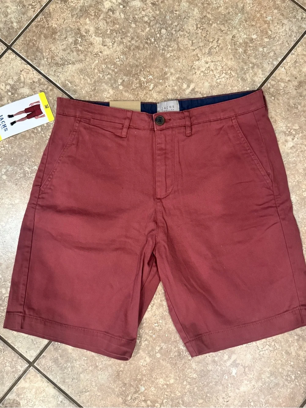 Jachs Men's Maroon Flat-Front Chino Shorts